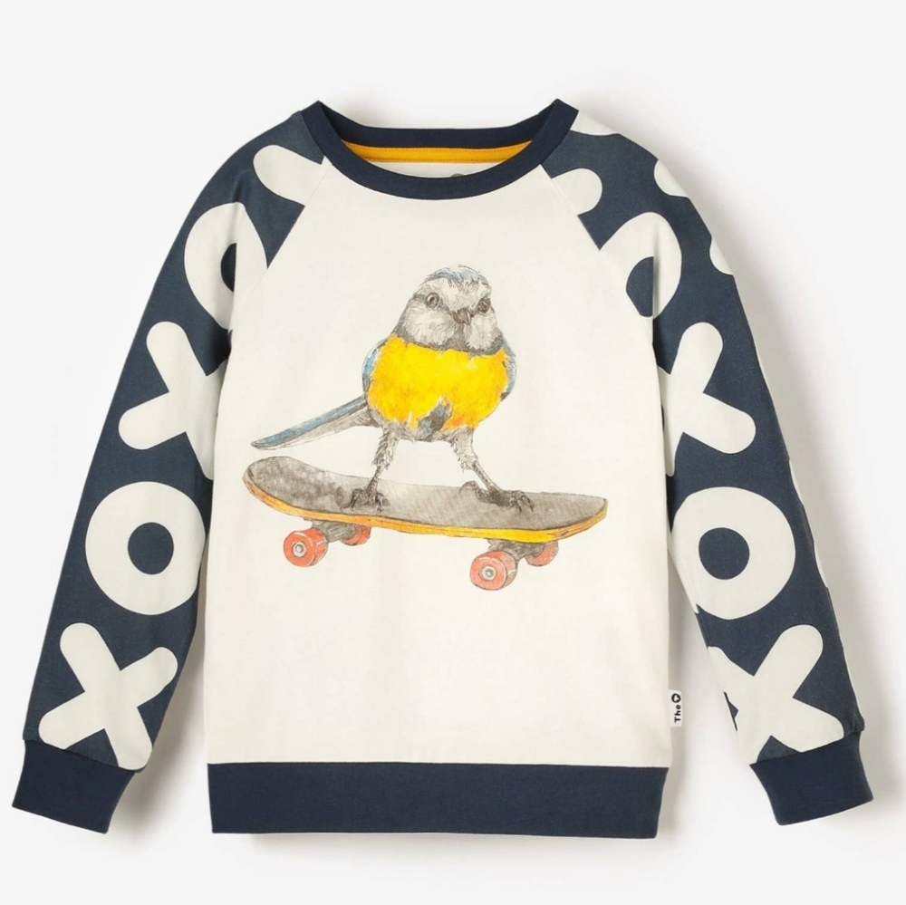 SKATEBOARD BIRDIE | Organic LS Raglan Shirt